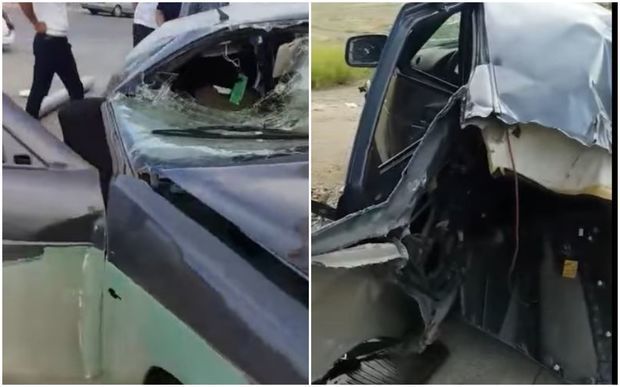 Жуткое ДТП в Баку - машину разорвало на части - ВИДЕО