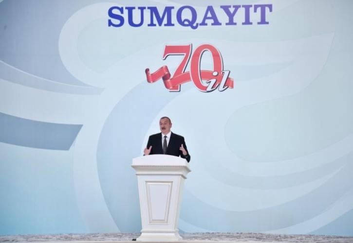 Ильхам Алиев принял участие в мероприятии, посвященном 70-летию Сумгайыта