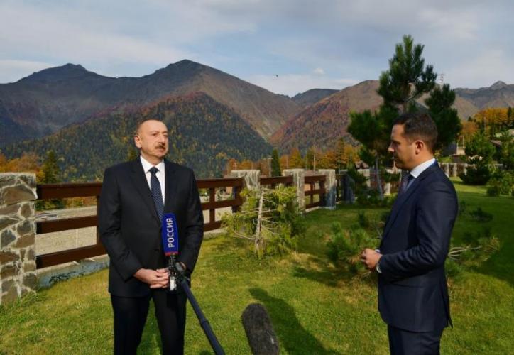 Ильхам Алиев ответил на вопросы российских телеканалов
 - ФОТО