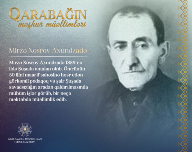 Очередной герой проекта «Известные учителя Карабаха» - Мирза Хосров Ахундзаде