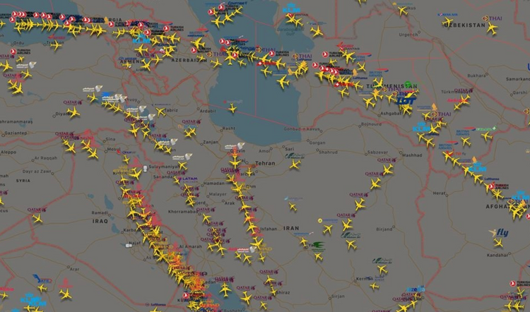 Международные авиакомпании заменили Иранское воздушное пространство на Азербайджанское 