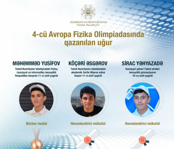 Азербайджанские школьники удостоились наград на Европейской олимпиаде - ФОТО