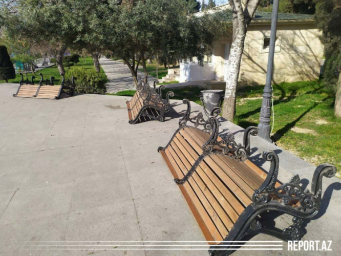 В парках Баку и Сумгайыта переворачивают скамейки - ФОТО