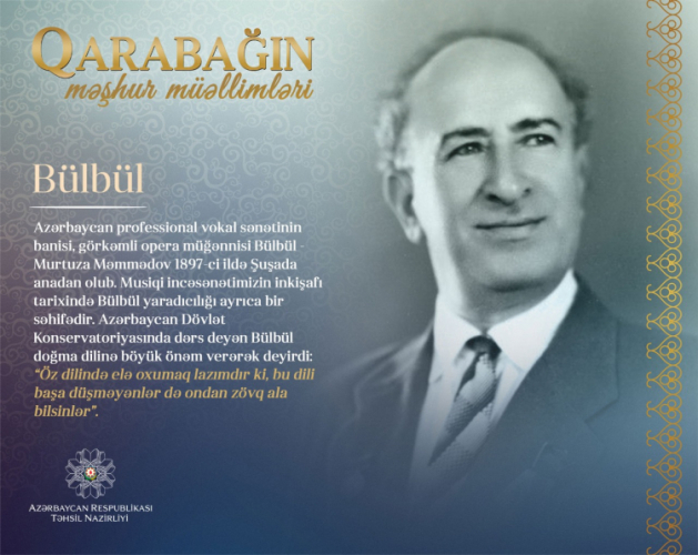 Очередной герой проекта "Известные учителя Карабаха" - Бюльбюль 
