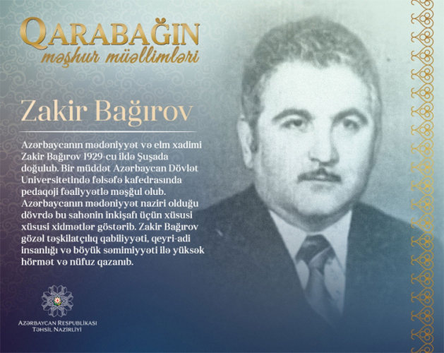 Очередной герой проекта «Известные учителя Карабаха» - Закир Багиров