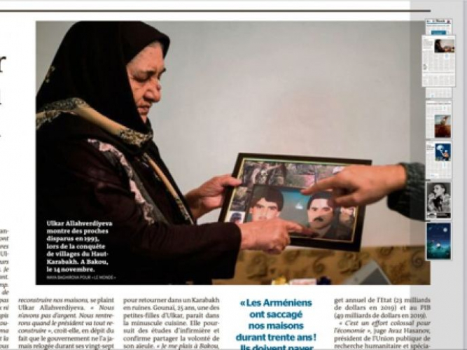 Le Monde опубликовала новость об азербайджанских беженцах