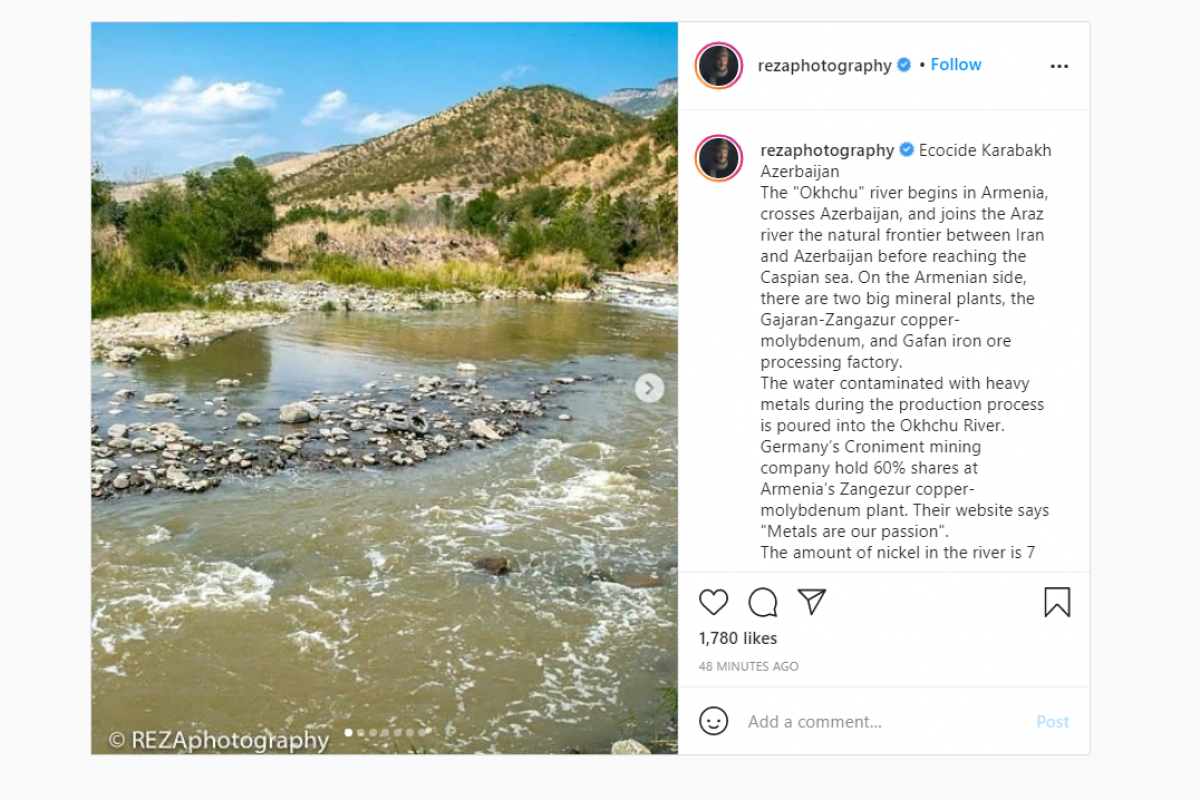 Всемирно известный фотограф назвал загрязнение Арменией реки Охчучай экологической катастрофой 
-ФОТО 