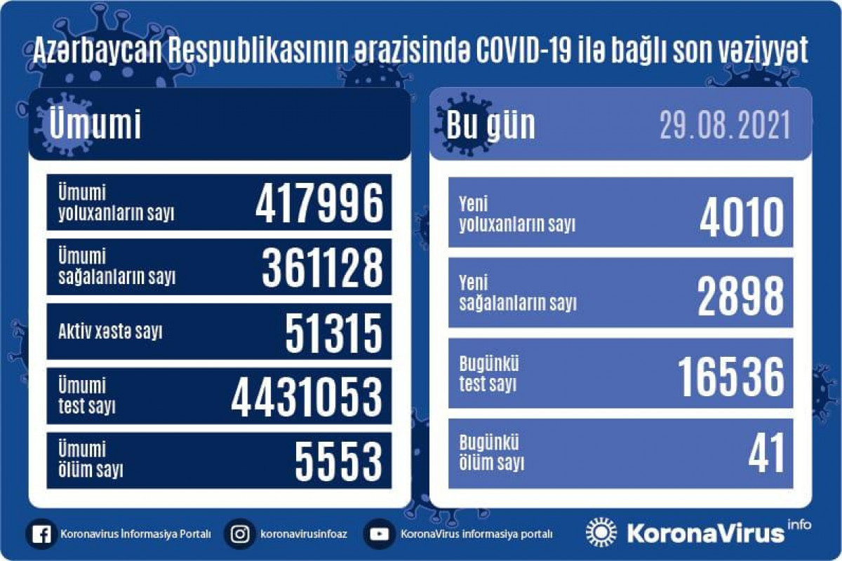 В Азербайджане за сутки выявлено 4 010 случаев заражения COVID-19