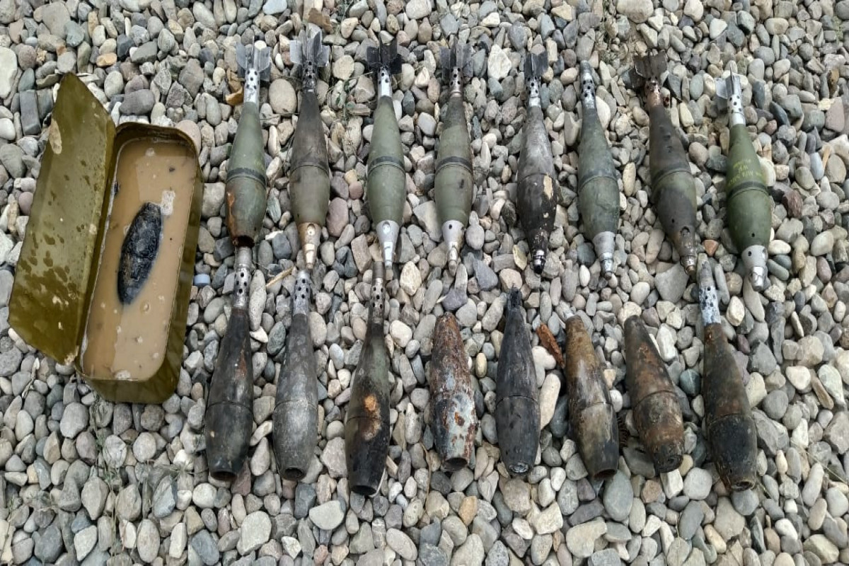 В Джабраиле обнаружены боеприпасы с белым фосфором, использовавшиеся армянской армией-ФОТО 