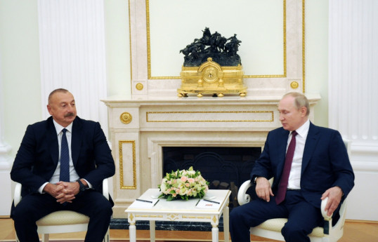 Президент Азербайджана Ильхам Алиев, президент РФ Владимир Путин