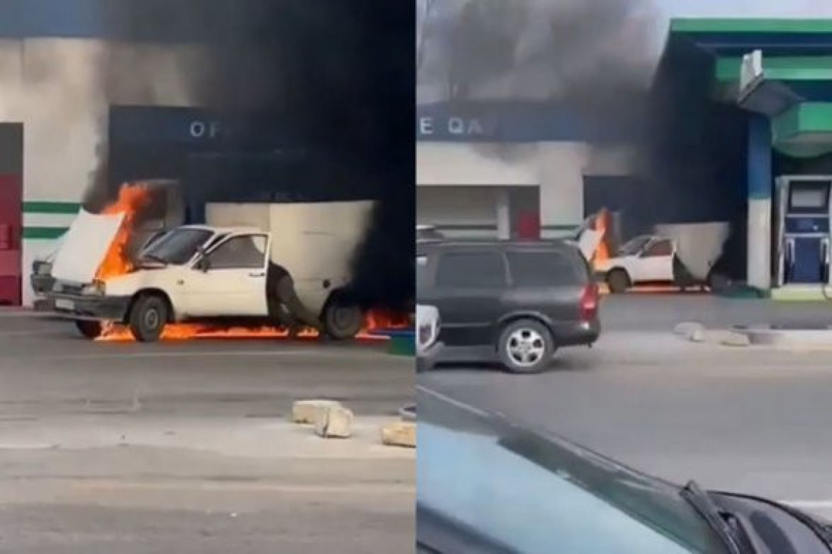 В Баку на АЗС сгорела машина