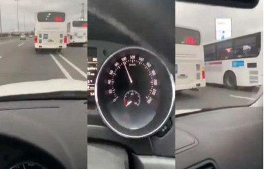 В Баку автобусы пустились наперегонки - ВИДЕО 