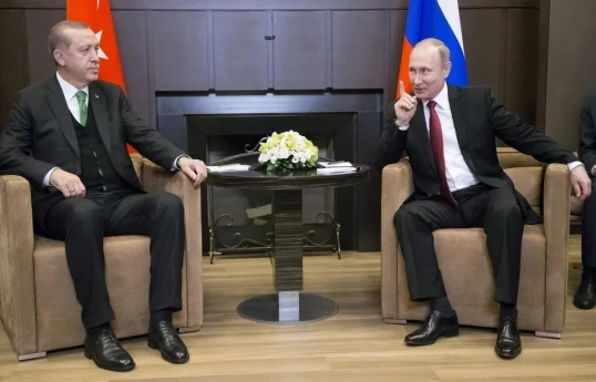 Встреча главы Турции Тайипа Эрдогана с российским лидером Владимиром Путиным