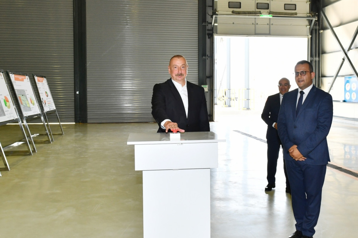 Ильхам Алиев и Мехрибан Алиева приняли участие в открытии перерабатывающего завода ООО «Азбадам»-ФОТО 