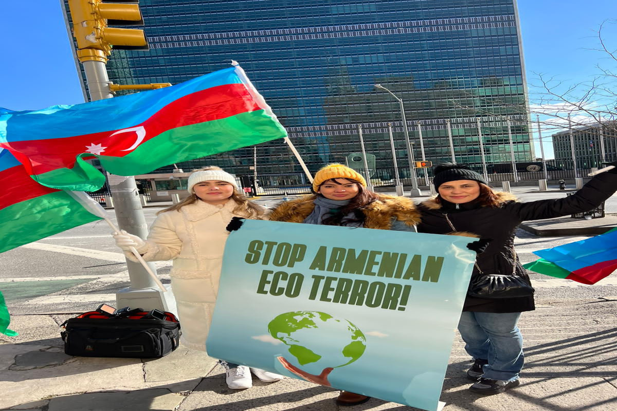 Азербайджанцы Нью-Йорка провели перед зданием ООН акцию против незаконной эксплуатации месторождений-ФОТО 
