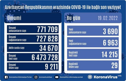 В Азербайджане более 3690 новых случаев заражения коронавирусом, 29 человек скончались