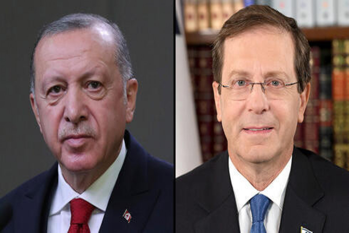 турецкий президент  Реджеп Тайип Эрдоган и президент Израиля Ицхак Герцог