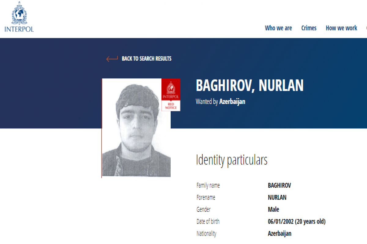 Азербайджан объявил в международный розыск  юношу, обвиняемого в убийстве