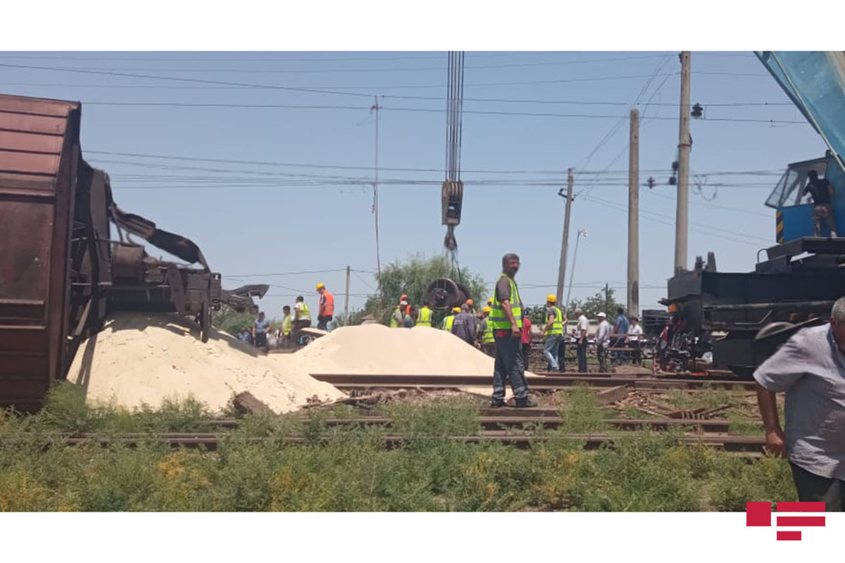 Перевернулись 3 грузовых вагона АО «Грузинская железная дорога», перевозившие в Азербайджан сахар-сырец-ФОТО 