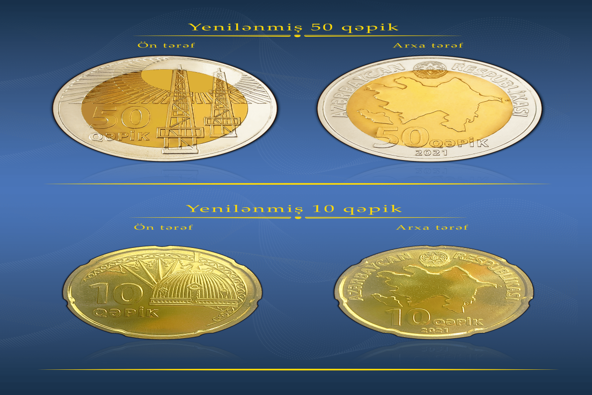 Центробанк Азербайджана обновил дизайн монет номиналом 10 и 50 гяпиков-ФОТО 
