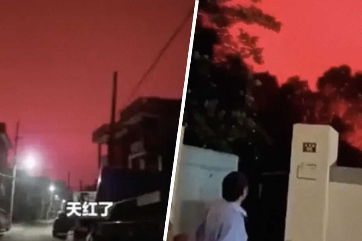 Жителей Китая напугало кроваво-красное небо
