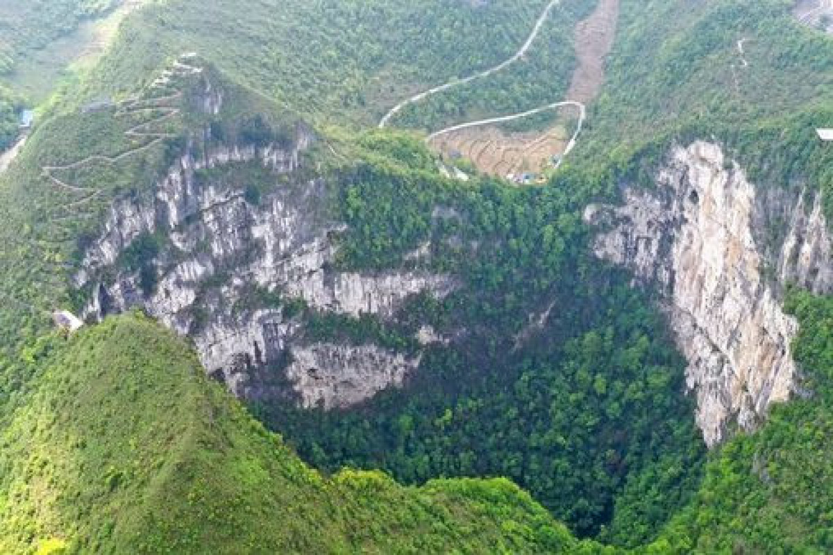 Ученые обнаружили древний лес внутри гигантской воронки в Китае