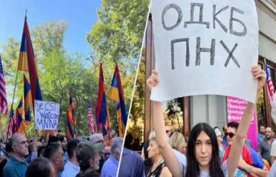 Путина и других лидеров стран-членов ОДКБ в Ереване встречают акцией протеста: «Долой ОДКБ»