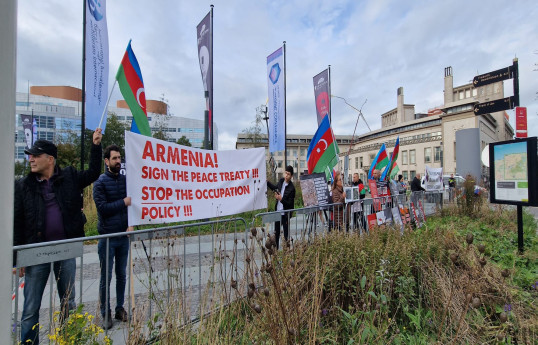 Азербайджанцы провели пикет перед посольством Армении в Нидерландах-ФОТО 
