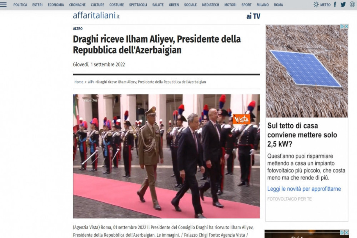 Визит Ильхама Алиева в Италию был в центре внимания прессы этой страны-ФОТО 