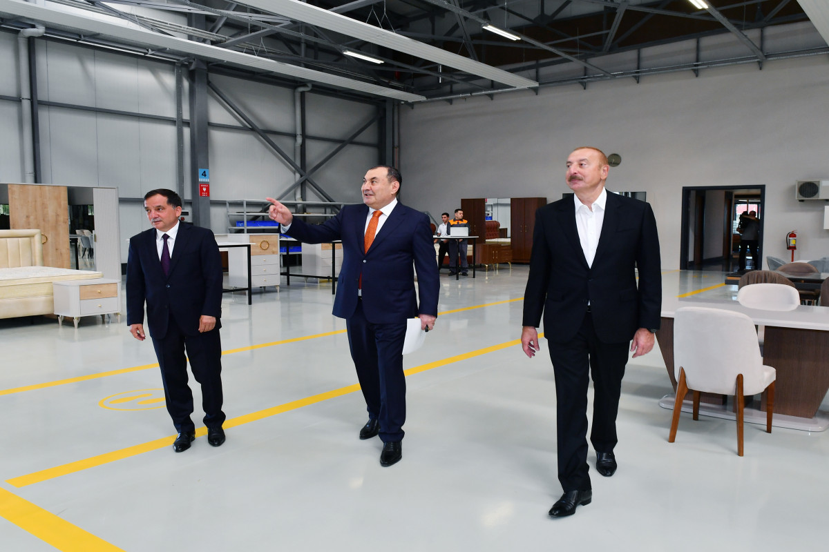 Ильхам Алиев принял участие в открытии мебельной фабрики "Venzana" в Газахе