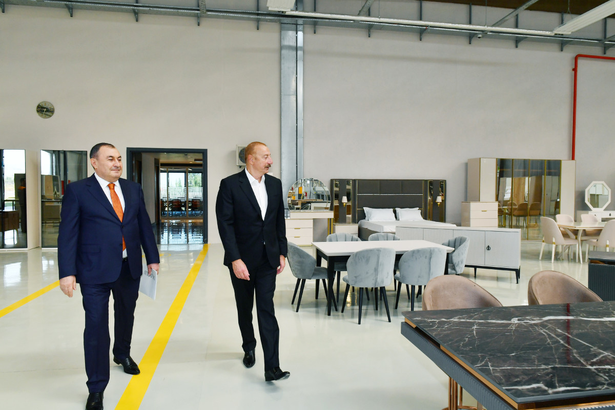 Ильхам Алиев принял участие в открытии мебельной фабрики "Venzana" в Газахе