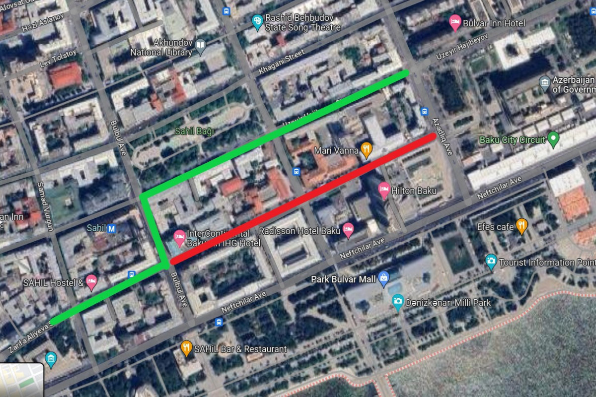 В Баку перекрыт участок одной из центральных улиц