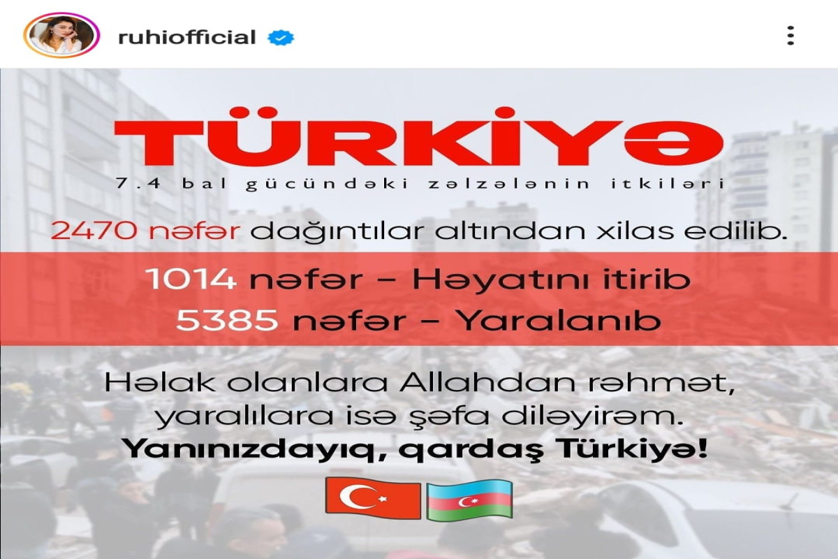 Азербайджанские исполнители выразили соболезнования братской Турции