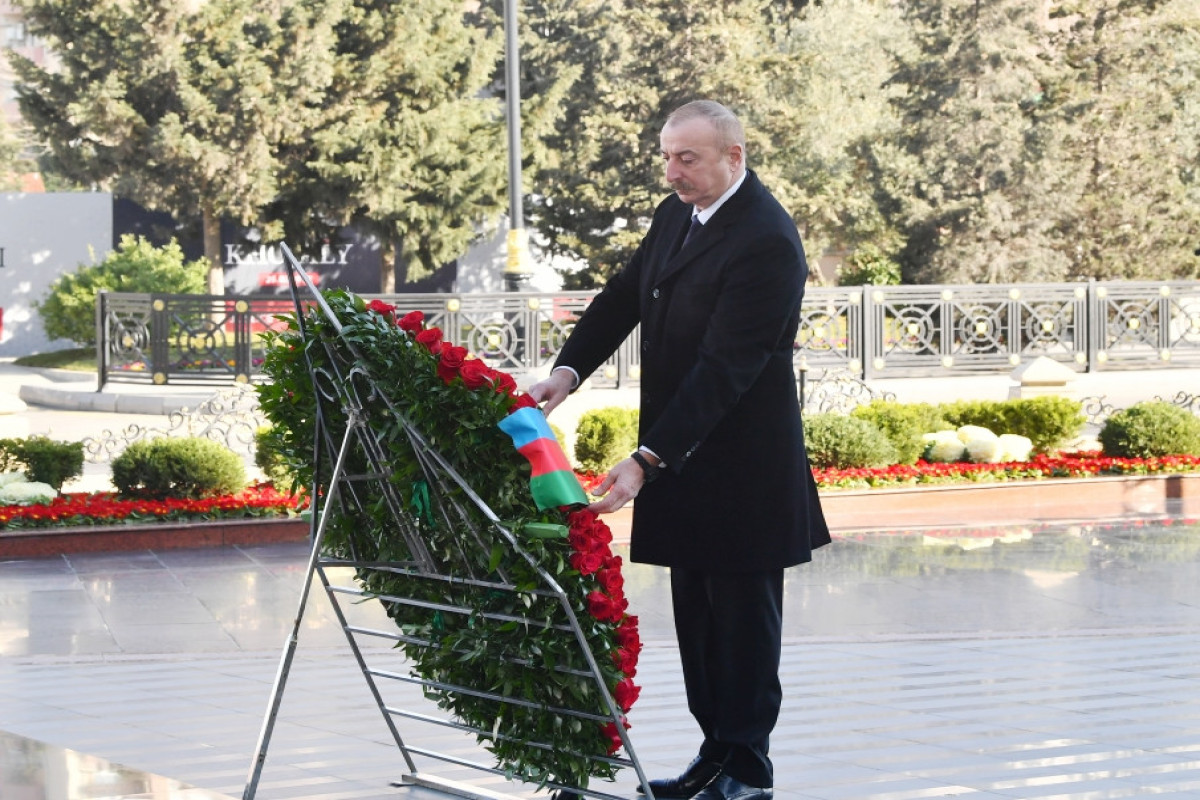 Президент Ильхам Алиев посетил памятник жертвам Ходжалинского геноцида-ФОТО 