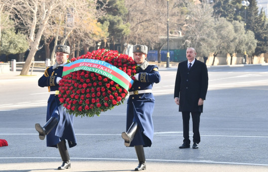 Президент Ильхам Алиев посетил памятник жертвам Ходжалинского геноцида-ФОТО 