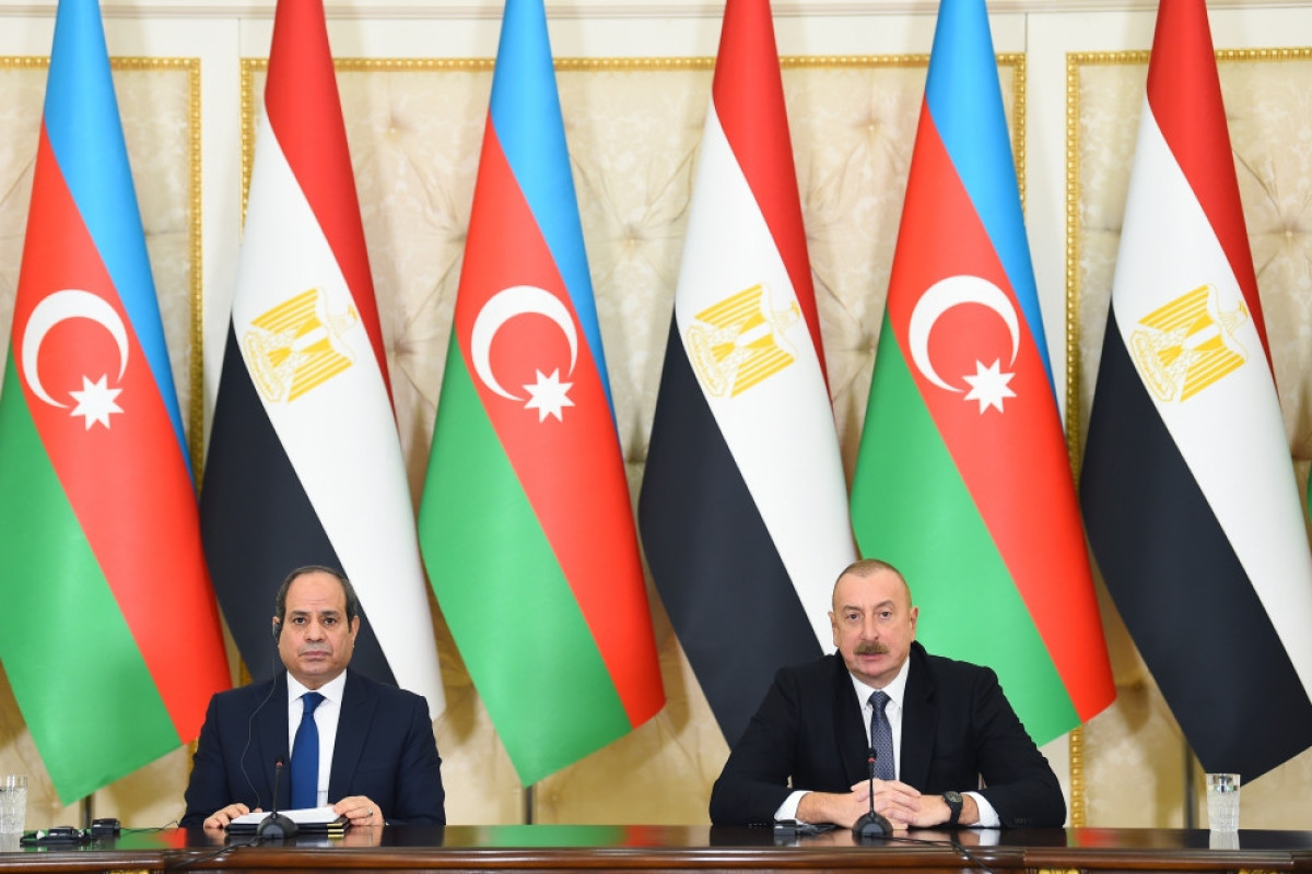 Президенты Азербайджана и Египта выступили с заявлениями для прессы -ФОТО 