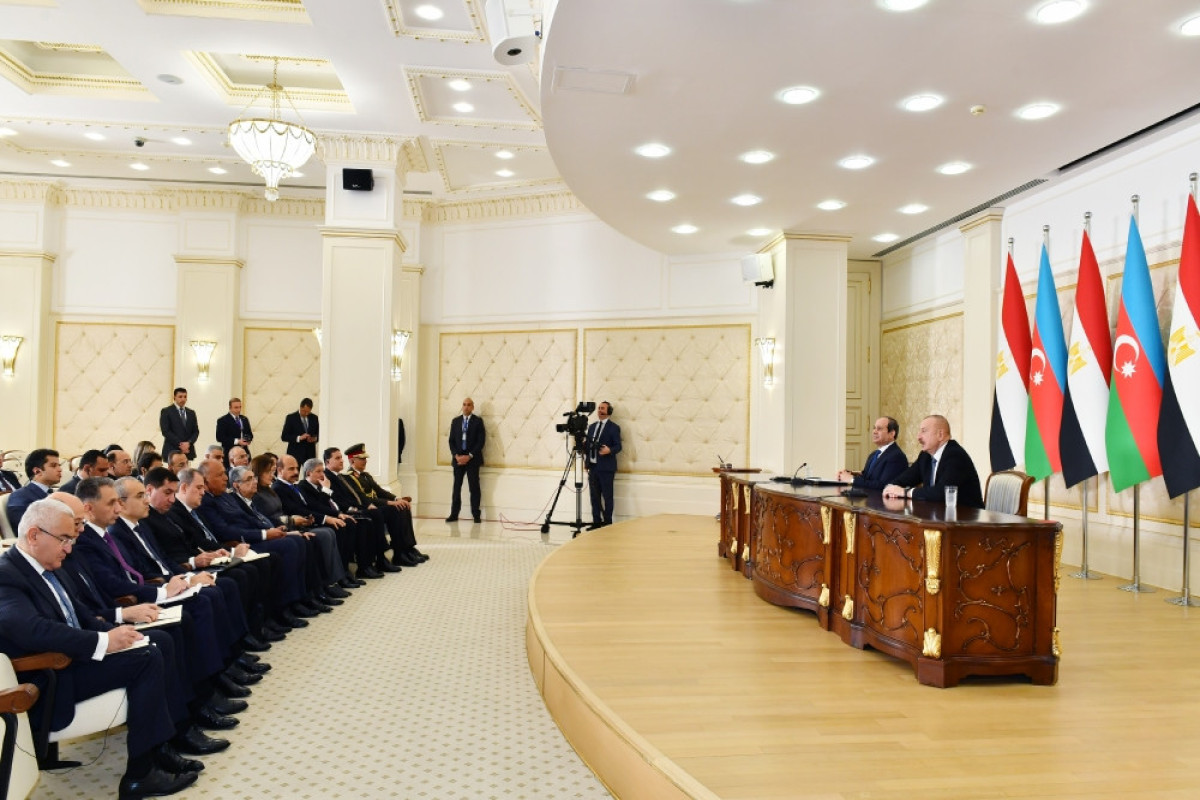 Президенты Азербайджана и Египта выступили с заявлениями для прессы -ФОТО 