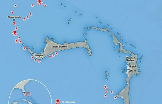 Затонувшие суда в Бермудском треугольнике нанесли на карту