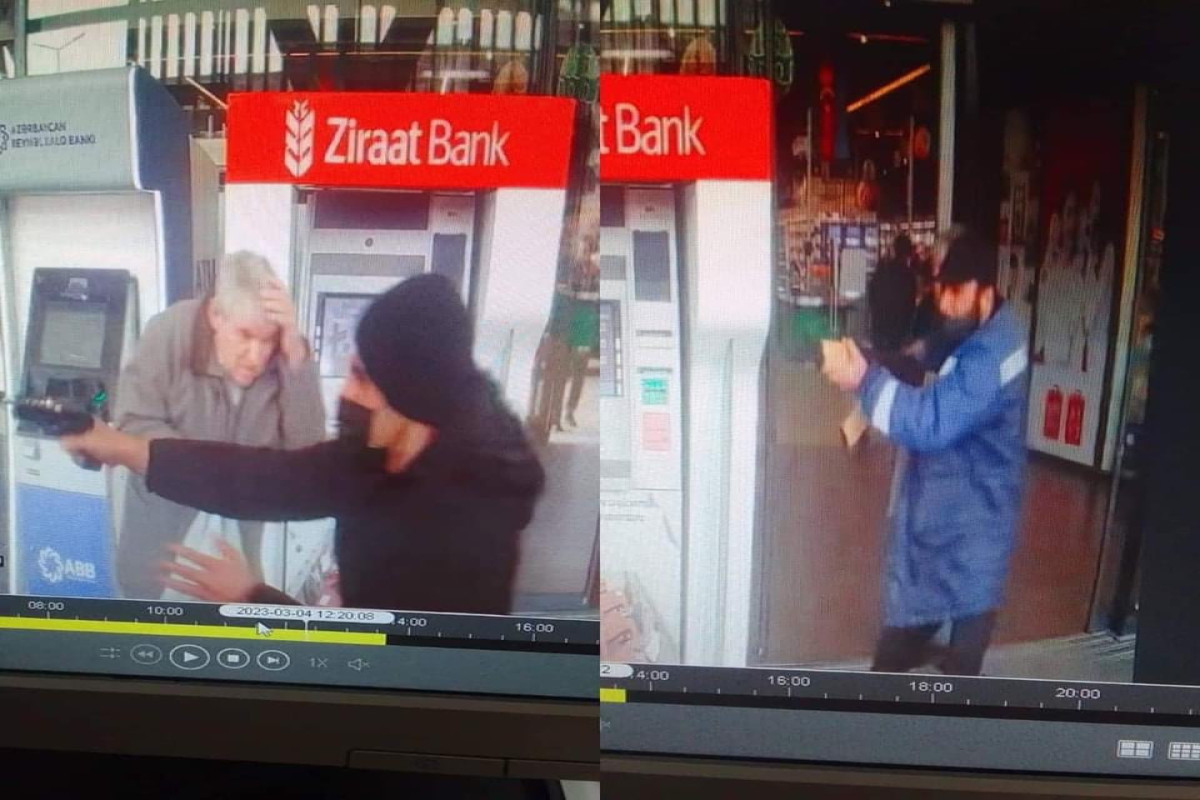 Распространились фото, напавших на инкассатора в гипермаркете в Баку 