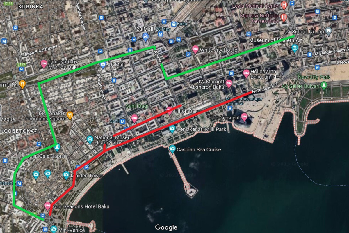 Две центральные улицы Баку будут закрыты на ремонт