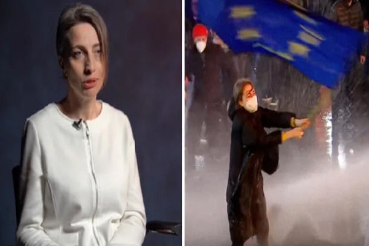 Женщиной, вышедшей против грузинского спецназа с флагом ЕС оказалась сотрудница мэрии Тбилиси