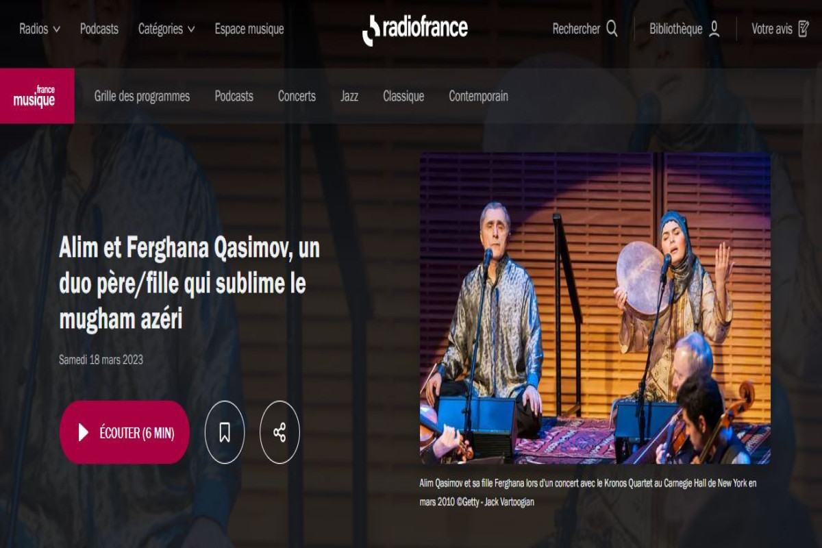 Radio France подготовило сюжет об азербайджанском мугаме и ханенде Алиме Гасымове