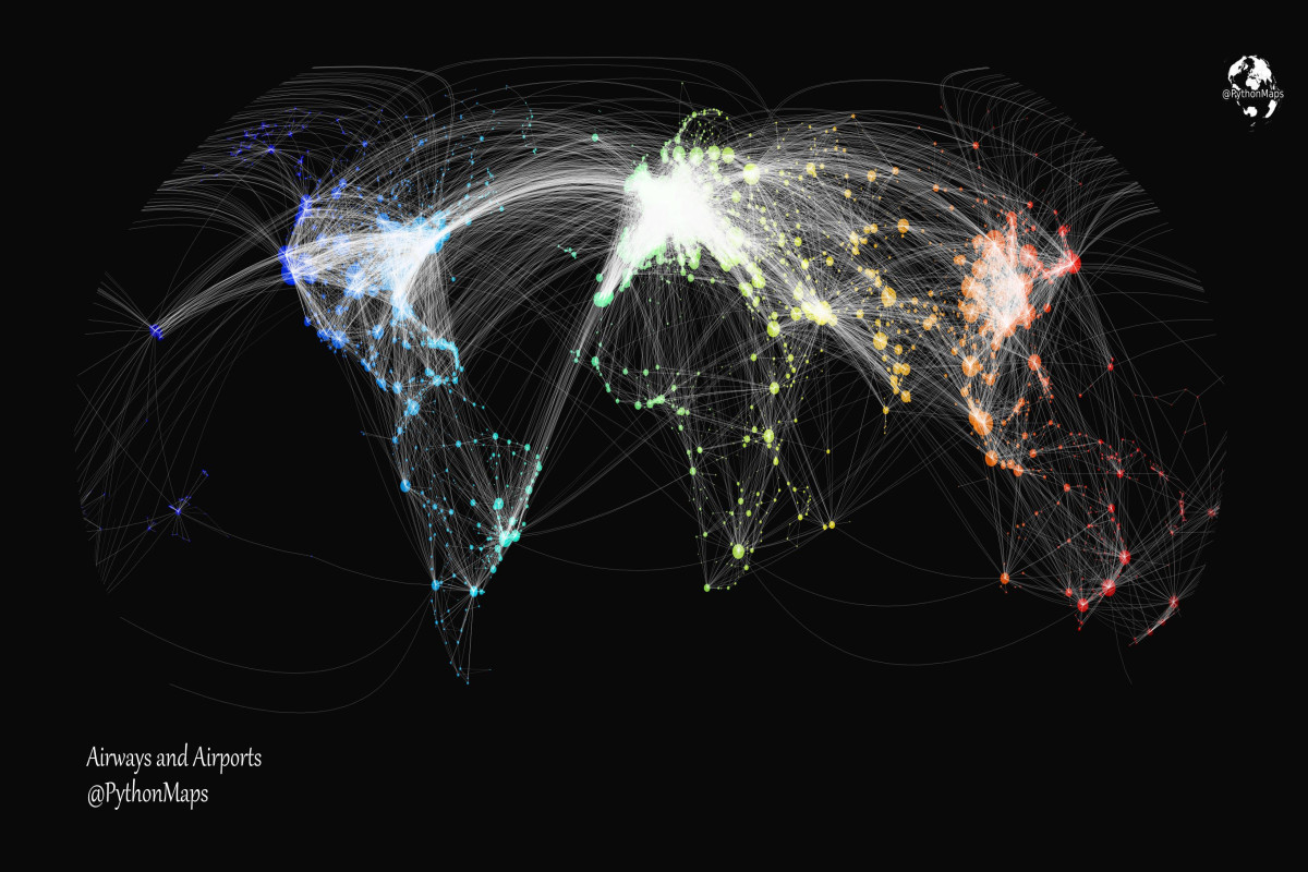 Автор проекта PythonMaps создал карту всех дорог мира