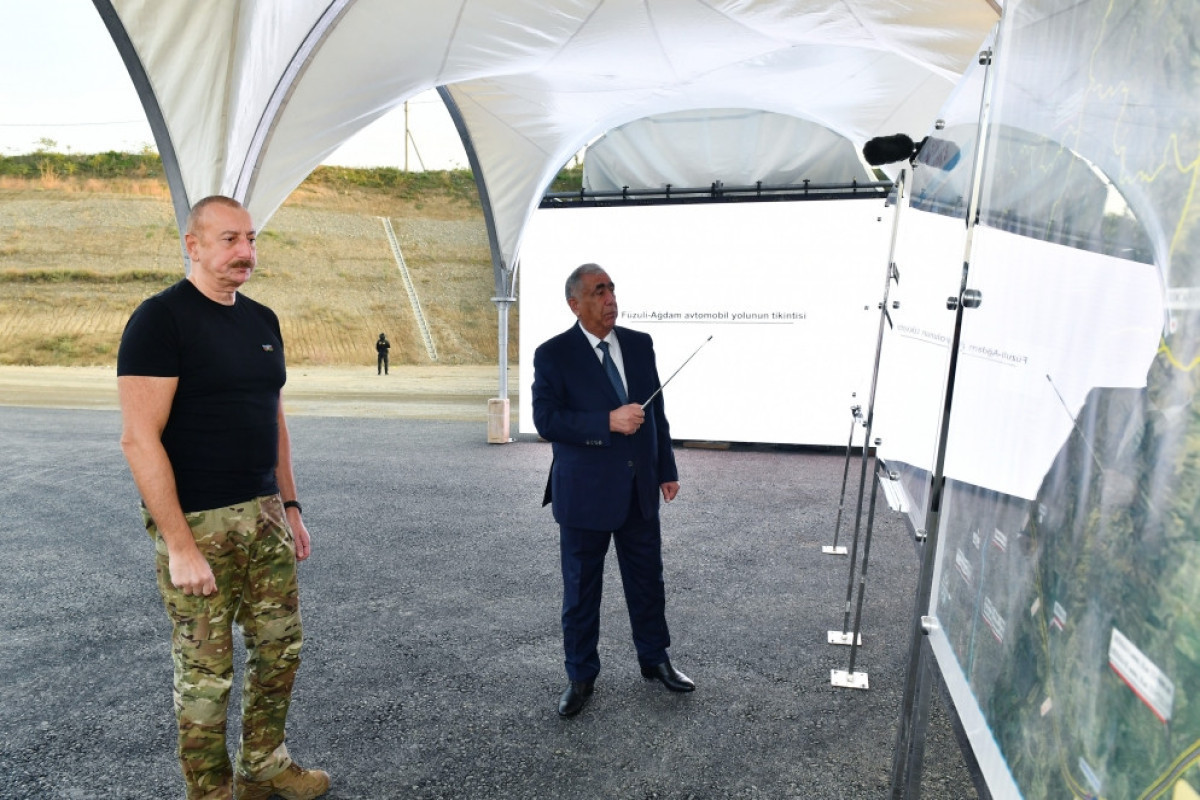 Президент ознакомился со строительством автодороги Агдам-Физули-ФОТО 
