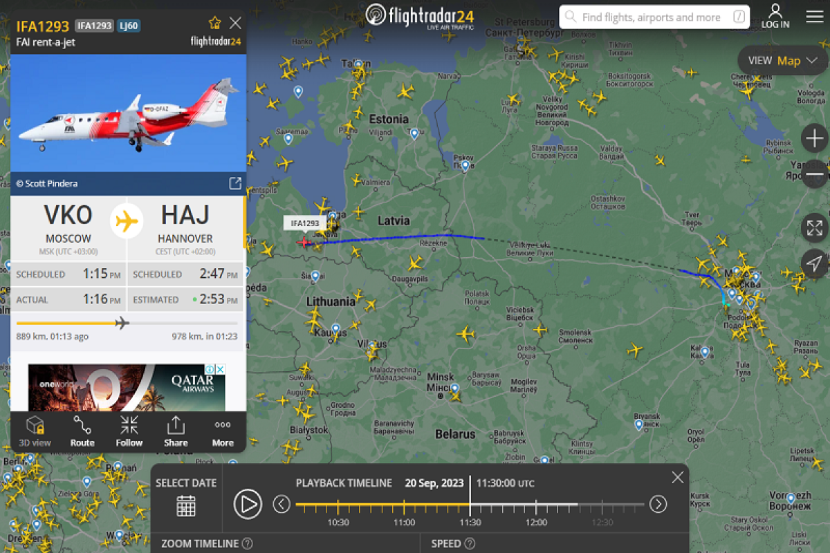 Flightradar: Из Москвы в Германию вылетел медицинский самолет