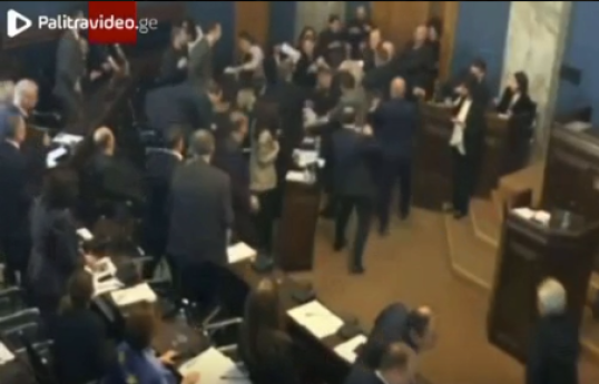 Грузинские парламентарии сошлись врукопашную -ВИДЕО 