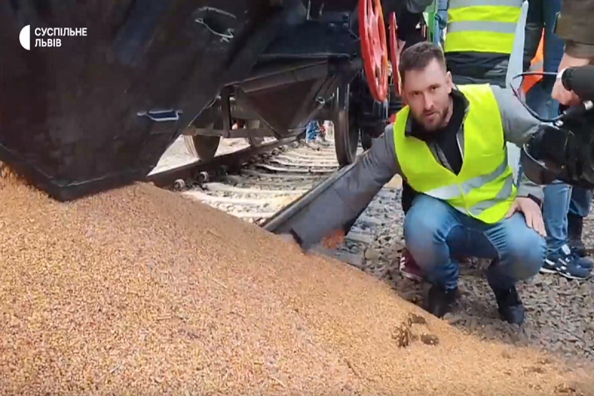 Польские фермеры высыпали украинское зерно на землю в знак протеста-ВИДЕО 