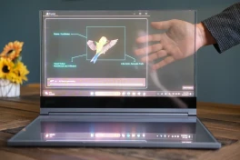Lenovo вживую показала ноутбук с прозрачным экраном и лазерной клавиатурой-ВИДЕО 