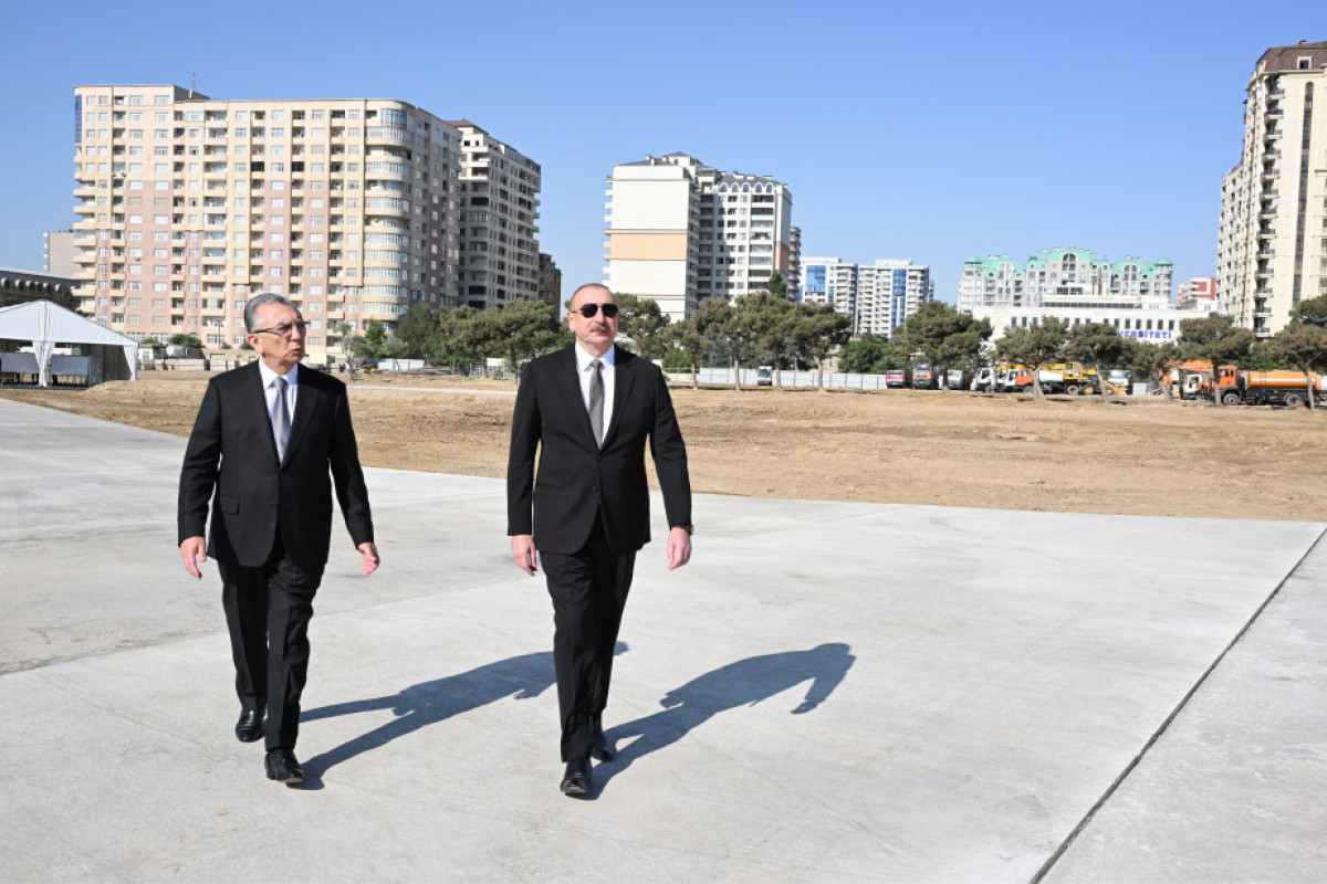 Ильхам Алиев посетил строящийся парк у станции метро «Гянджлик» в Баку-ФОТО 