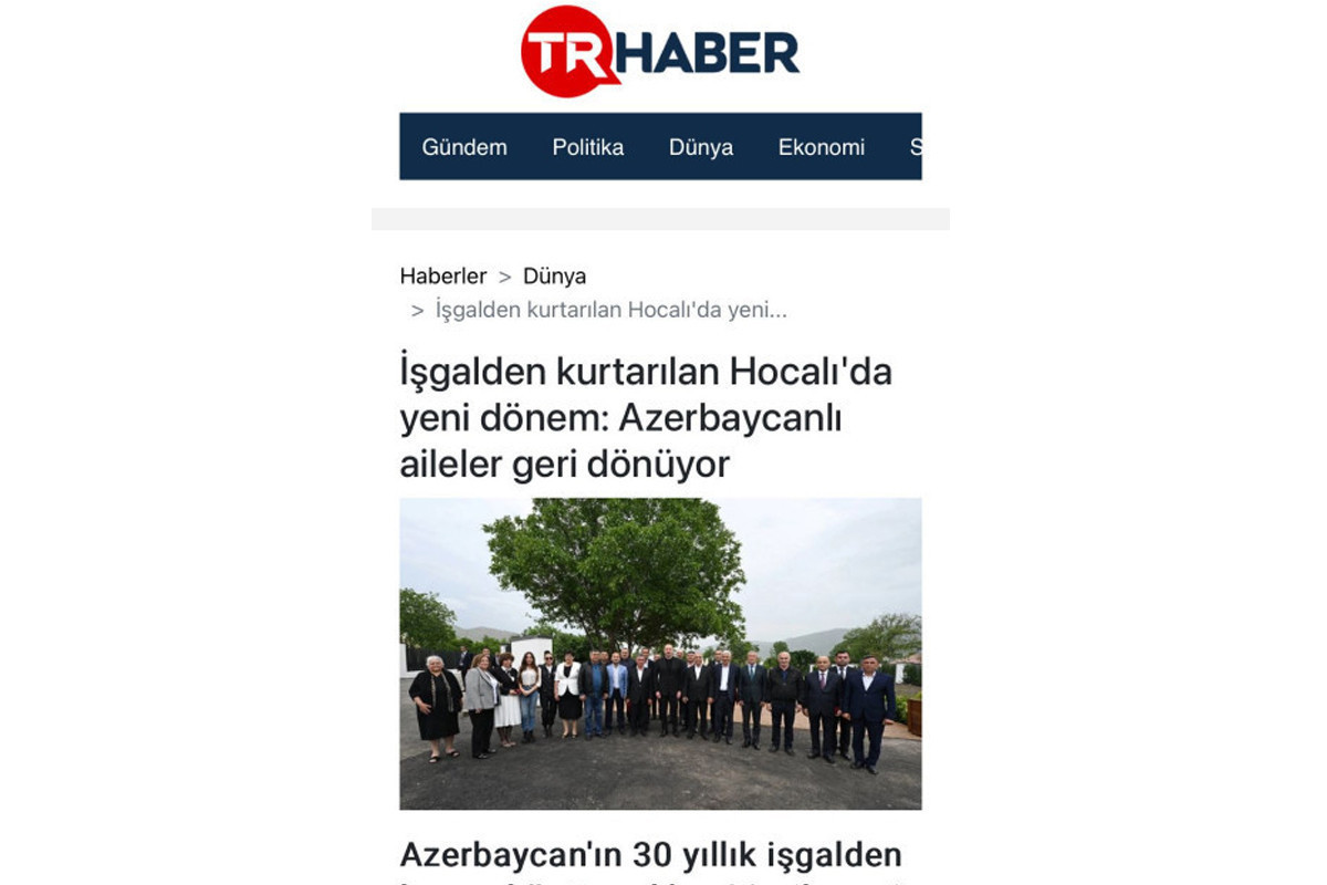 Визит Президента Азербайджана в Ходжалы широко освещается в турецких СМИ-ФОТО 